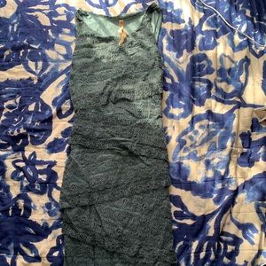 Teal Anthropologie column dress